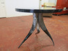 Cow Horn Base Round Topped Black Coffee Table. Size H56 x Dia 60cm.