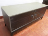 Heavy Wood Snakeskin Effect Smoked Glass 2 Door TV Cabinet with Chome Handles. Size H65 x W150 x D50cm. - 2