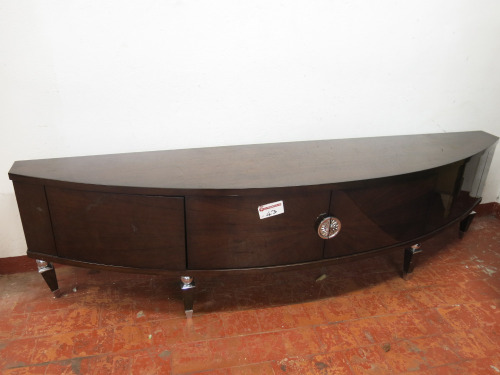 Wood Effect Curved Fronted TV Cabinet Drawer Unit. Size H65 x W240 x D51cm.