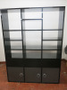 Large Black Gloss Wood Multi Shelf Unit with 3 Draws & 3 x Cupboards with Snakeskin Effect, Chrome Handles & Soft Close. Size H200 x W150 x D40cm. - 5