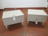 2 x Maching Wood Low Bedside/Side Tables with Draw & Chrome Handle (1 Damaged). Size H41 x W59 x D48cm.