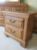 Broyhill Country Style Stained Pine Wooden Bedroom Furniture to Include: 6 Draw, 2 Door Chest of Draws with Fixed Over Mirror (Size H90 x W173 x D48cm) & Pair of Matching 2 Draw Bedside Tables with Additional Hidden Draw to Base. (Made in USA). - 4