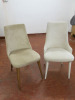 2 x Dining Chairs in a Cream & White Fabric (Slight Tear to White Chair).