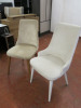 2 x Dining Chairs in a Cream & White Fabric (Slight Tear to White Chair). - 2