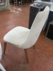 2 x Dining Chairs in a Cream & White Fabric (Slight Tear to White Chair). - 4