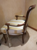 Large Wooden Framed Armchair in Green & Cream Fabric. - 3