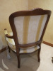 Large Wooden Framed Armchair in Green & Cream Fabric. - 4