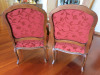 Pair of Dark Wood, Red Fabric with Stud Detail Wooden Carver Armchairs. - 5