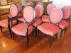 Set of 10 Griffiths Woodwear Ltd, Red Fabric Oval Backed Padded Dining Chairs with 2 Matching Carvers. - 2