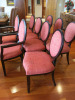 Set of 10 Griffiths Woodwear Ltd, Red Fabric Oval Backed Padded Dining Chairs with 2 Matching Carvers. - 3