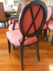 Set of 10 Griffiths Woodwear Ltd, Red Fabric Oval Backed Padded Dining Chairs with 2 Matching Carvers. - 4