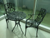 Black Cast Effect Outdoor Round Table (Dia 60cm) & 2 Matching Chairs. - 2