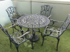 Black Cast Effect Outdoor Round Table (Dia 85cm) & 4 Matching Chairs. - 2