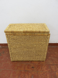 Wicker Laundry Twin Basket. Size H78 x W69 x D34cm.