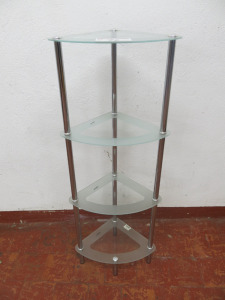 4 Tier Glass Bathroom Corner Shelf Unit. Size H104cm.