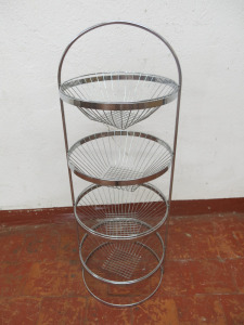 4 Tier Basket Shelf Unit in Chrome. Size H70cm.