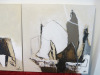 Pair of Original Abstract Acrylic on Canvas Artworks, Signed by Artist 'Sofie' in Browns, Creams & White. Size 70 x 70cm. - 3