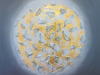 Original Mixed Media on Canvas Artwork, Signed by Artist 'Oilne' Titled 'Pattern 7' Depicting Moon in Gold. Size 100 x 100cm. - 3