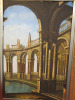 Pair of Guilt Framed Canvas Artworks of Italian Roman Ruins & Roman Bath. Size 111 x 82cm. - 5