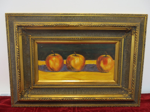 Guilt Framed, Canvas Artwork of Apples. Size 50 x 70cm.