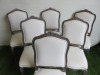 6 x Shabby Chic Wood & Cream Upholstered Dining Chairs - 2