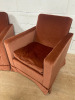 Pair of Designer O.H.Sjogren 'Julia Sundin' Red Velour Armchairs with Pair of Ivoel Frank Cushions. - 3