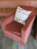 Pair of Designer O.H.Sjogren 'Julia Sundin' Red Velour Armchairs with Pair of Ivoel Frank Cushions. - 6