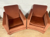Pair of Designer O.H.Sjogren 'Julia Sundin' Red Velour Armchairs with Pair of Ivoel Frank Cushions. - 7