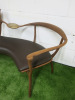 Cecotti Collezioni D.R.D.P (Double Dream of Spring) by Designer Roberto Lazzeroni, 2 Seater Bench Seat in Walnut with Leather Seat & Brass Centre Rest. 
NOTE: requires repair to back right frame as pictured. - 3
