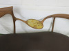 Cecotti Collezioni D.R.D.P (Double Dream of Spring) by Designer Roberto Lazzeroni, 2 Seater Bench Seat in Walnut with Leather Seat & Brass Centre Rest. 
NOTE: requires repair to back right frame as pictured. - 5