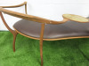 Cecotti Collezioni D.R.D.P (Double Dream of Spring) by Designer Roberto Lazzeroni, 2 Seater Bench Seat in Walnut with Leather Seat & Brass Centre Rest. 
NOTE: requires repair to back right frame as pictured. - 9