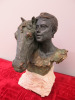 Bronze Statue of a Lady Cradling a Horses Head on Stone Effect Base. Signature As Pictured. H30cm. - 2