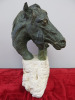 Bronze Statue of a Lady Cradling a Horses Head on Stone Effect Base. Signature As Pictured. H30cm. - 3