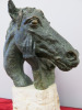 Bronze Statue of a Lady Cradling a Horses Head on Stone Effect Base. Signature As Pictured. H30cm. - 4