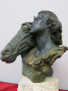 Bronze Statue of a Lady Cradling a Horses Head on Stone Effect Base. Signature As Pictured. H30cm. - 5