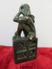 Bronze Statue of Girl Sitting on a Wall Holding a Mobile Phone. H30cm. - 2