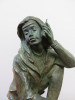 Bronze Statue of Girl Sitting on a Wall Holding a Mobile Phone. H30cm. - 3