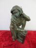 Bronze Statue of Girl Sitting on a Wall Holding a Mobile Phone. H30cm. - 4