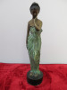 Bronze Statue of Bare Breasted Lady on Plynth. H35cm.