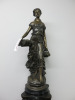 Bronze Statue of Barefoot Lady Carrying Fruit Baskets of Grapes on Bronze Plynth. H133cm. - 2
