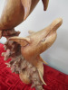 Carved Wood Statue of 2 Swimming Dolphins. H50cm. - 4