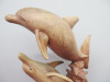 Carved Wood Statue of 2 Swimming Dolphins. H50cm. - 7