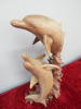 Carved Wood Statue of 2 Swimming Dolphins. H50cm. - 8