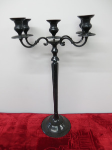 Black Cast Metal Candle Holder. H78cm.