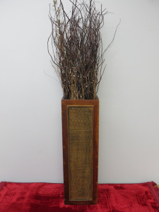 Wood & Wicker Dried Plant/Umbrella Stand. Size H70 x x 22 x 22cm.