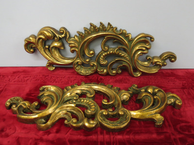 Pair of Gold Coloured Decorative Wall Hangings. Size W70cm.