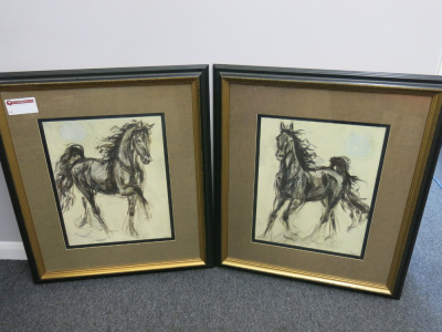 Pair of Karen Dupre Framed, Glazed & Mounted Horse Prints to Include: Easy Cantor & High Steppin. Size H85 x W74cm.