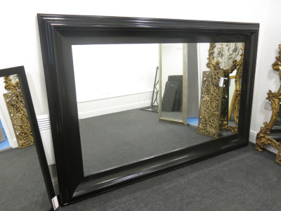 India Jane Large Piano Black Framed Bevel Edged Mirror. Size 220 x 143cm.