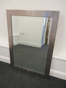 Silver Wood Frame Bevel Edeged Mirror. Size 107 x 75cm.