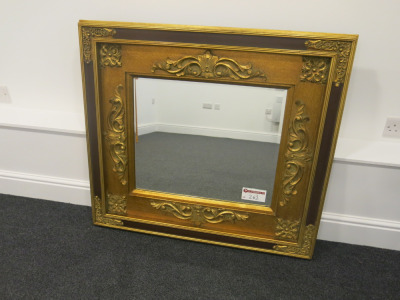 Gold & Brown Antique Effect Decorative Frame, Bevel Edged Mirror. Size 90 x 97cm.